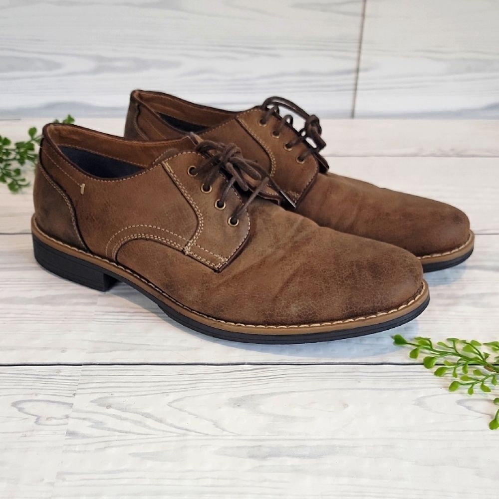 Robert David Davenport Mens Brown Faux Suede Oxfords Casual Shoes Size 9.5